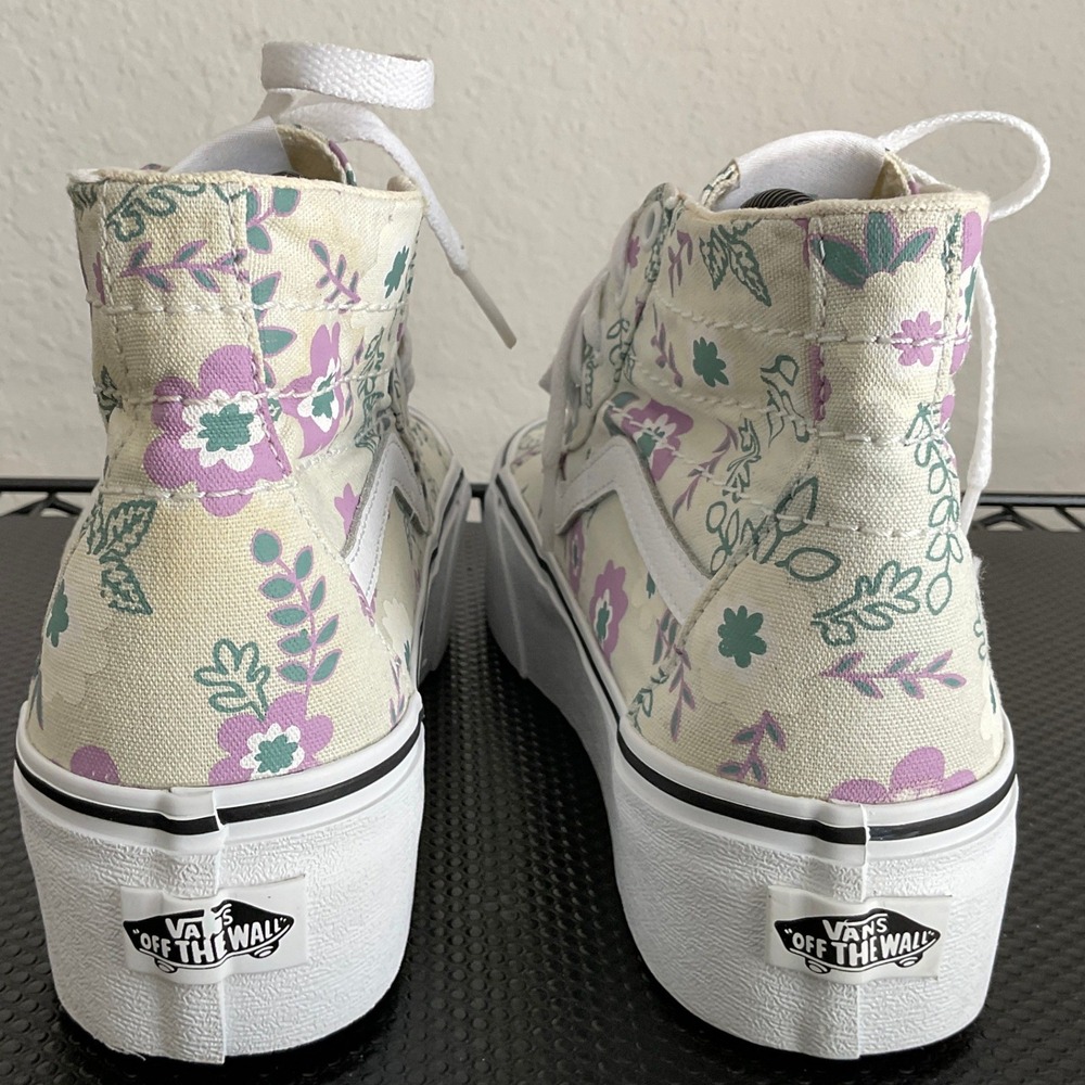 Vans Sk8-Hi Platform Floral Light Green Sneakers Womens 9 Mens 7.5 721356 - Picture 9 of 14